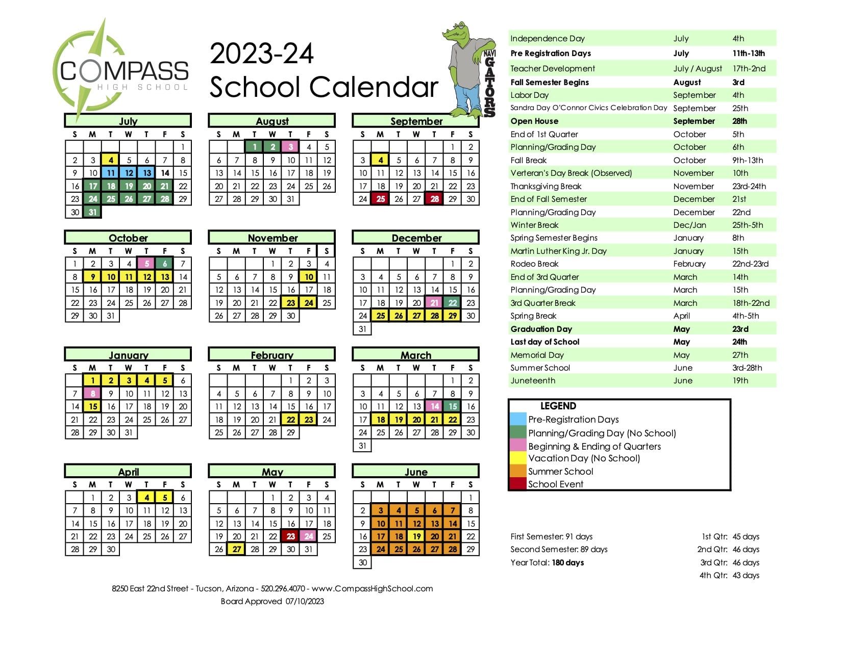 2023-2024 Compass High School Calendar