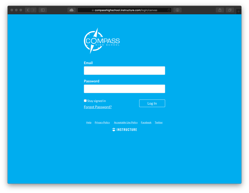 Compass High School Canvas Login Page Screenshot